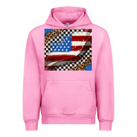 Fuchsia Pink American flag and race flag Urban Hoodie - AdoDesignShop