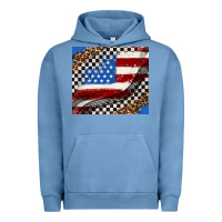 Pigment Pebble Blue American flag and race flag Urban Hoodie - AdoDesignShop