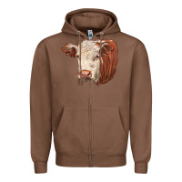 Chestnut hereford cow face Zipper Hoodie - LillyAllenDesigns