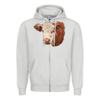 Dove Grey hereford cow face Zipper Hoodie - LillyAllenDesigns