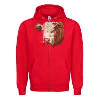Red hereford cow face Zipper Hoodie - LillyAllenDesigns
