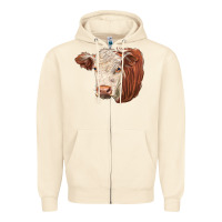 Sandshell hereford cow face Zipper Hoodie - LillyAllenDesigns