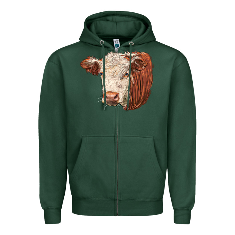 Hereford Cow Face Zipper Hoodie by LillyAllenDesigns | Teevron