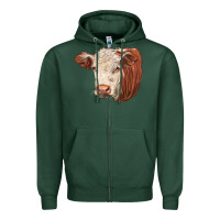 Sports Green hereford cow face Zipper Hoodie - LillyAllenDesigns