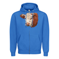 True Royal hereford cow face Zipper Hoodie - LillyAllenDesigns