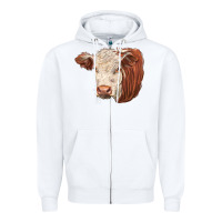 White hereford cow face Zipper Hoodie - LillyAllenDesigns