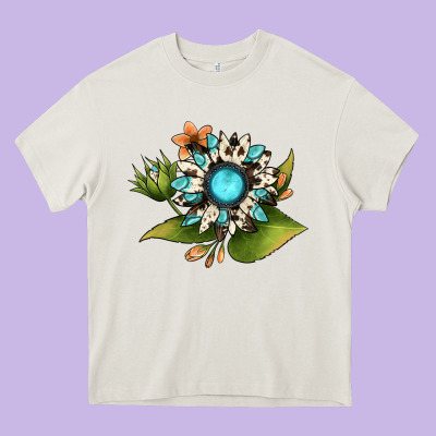 Gemstone Sunflower Heavy Core Tee Designed By Jahusdesignshop