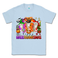 Dusty Blue happy hallothanksmas goats Classic Tee - texasbilliewilder