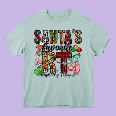 Santa's Favorite Rt Respiratory Therapist Heavy Core Tee Designed By Jasminsmagicworld