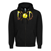 Black dad softball Zipper Hoodie - RacoonDesign