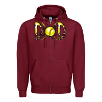 Burgundy dad softball Zipper Hoodie - RacoonDesign