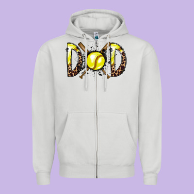 Dad Softball Zipper Hoodie Designed By Racoondesign