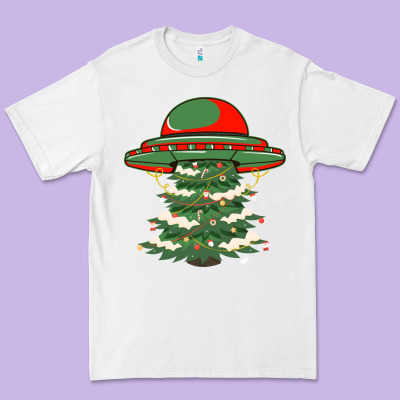 Ufo Christmas Pine Tree Premium Tee Designed By Bettercallsaul