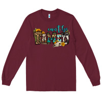 Burgundy can't be tamed bull skull Long Sleeve Tee - OliviaCreatesArt