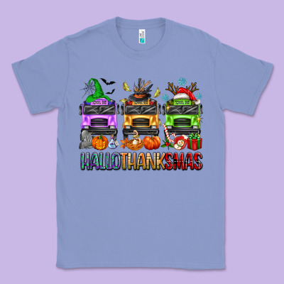 Hallothanksmas School Bus Classic Tee Designed By Texasbilliewilder