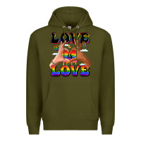 Army Green love is love lgbtq pride hands Premium Hoodie - LillyAllenDesigns