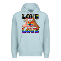 Blue Mist love is love lgbtq pride hands Premium Hoodie - LillyAllenDesigns