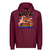 Burgundy love is love lgbtq pride hands Premium Hoodie - LillyAllenDesigns