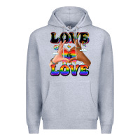 Heather Grey love is love lgbtq pride hands Premium Hoodie - LillyAllenDesigns