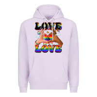 Lilac love is love lgbtq pride hands Premium Hoodie - LillyAllenDesigns