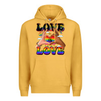 Mustard love is love lgbtq pride hands Premium Hoodie - LillyAllenDesigns