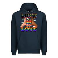 Navy love is love lgbtq pride hands Premium Hoodie - LillyAllenDesigns