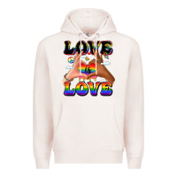 Pale Pink love is love lgbtq pride hands Premium Hoodie - LillyAllenDesigns