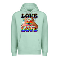 Seafoam love is love lgbtq pride hands Premium Hoodie - LillyAllenDesigns