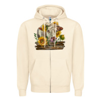 Sandshell charolais cow with sunflowers Zipper Hoodie - LillyAllenDesigns