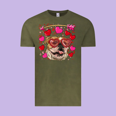 Valentine's Day  Brown English Bulldog Vintage Tee Designed By Ranaportraitstore