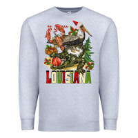Heather Grey Christmas Louisiana Premium Sweatshirt - BarkalooDesign