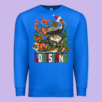 Christmas Louisiana Premium Sweatshirt Designed By Barkaloodesign