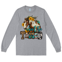 Heather Grey can't be tamed horse Long Sleeve Tee - OliviaCreatesArt