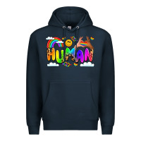 Navy human pride Premium Hoodie - LillyAllenDesigns