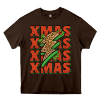 Chocolate Brown xmas lightning bolt Heavy Core Tee - Jasminsmagicworld