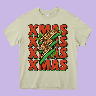 Xmas Lightning Bolt Heavy Core Tee Designed By Jasminsmagicworld