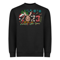 Black 2023 Happy New Year Heavyweight Sweatshirt - CowhideDigitalArt