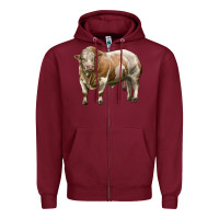 Burgundy simmental bull Zipper Hoodie - LillyAllenDesigns
