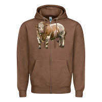 Chestnut simmental bull Zipper Hoodie - LillyAllenDesigns