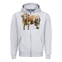 Heather Grey simmental bull Zipper Hoodie - LillyAllenDesigns