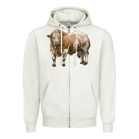 Oatmeal Heather simmental bull Zipper Hoodie - LillyAllenDesigns