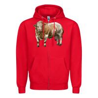 Red simmental bull Zipper Hoodie - LillyAllenDesigns