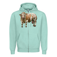 Seafoam simmental bull Zipper Hoodie - LillyAllenDesigns