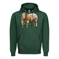 Sports Green simmental bull Zipper Hoodie - LillyAllenDesigns