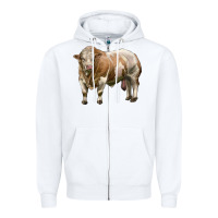 White simmental bull Zipper Hoodie - LillyAllenDesigns