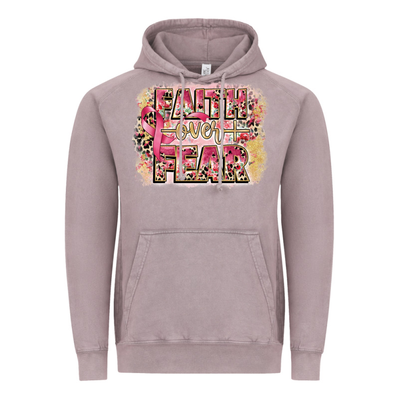 Faith Over Fear Breast Cancer 12 Inches 300 Dpi Vintage Hoodie by CowGirlArtShop | Teevron