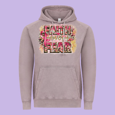 Faith Over Fear Breast Cancer 12 Inches 300 Dpi Vintage Hoodie Designed By Cowgirlartshop