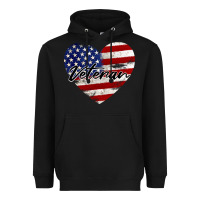 Black veteran heart american flag Heavyweight Hoodie - BarkalooDesign