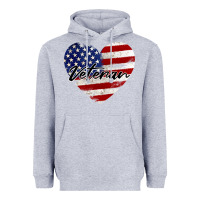 Heather Grey veteran heart american flag Heavyweight Hoodie - BarkalooDesign