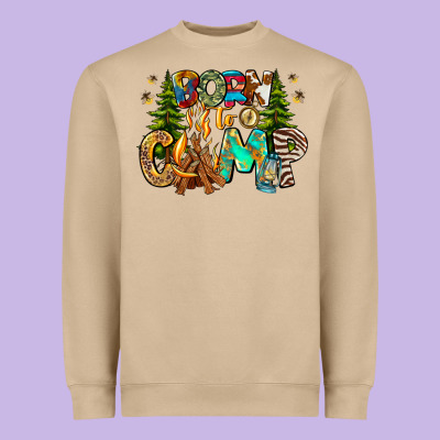 Born To Camp Heavyweight Sweatshirt Designed By Cowhidedigitalart